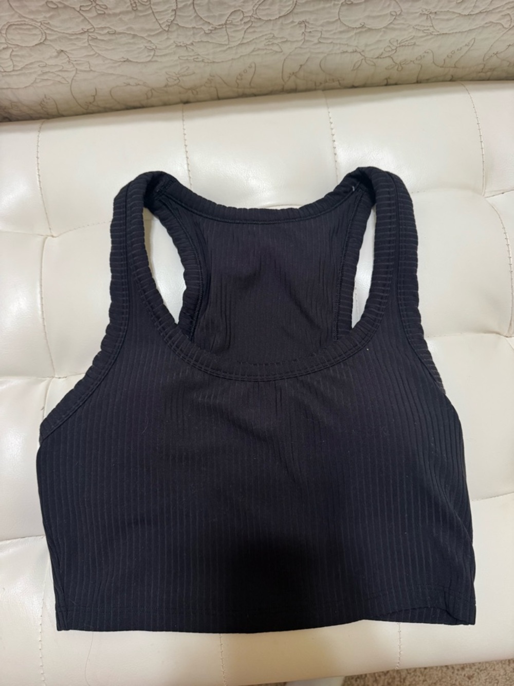 all in motion Black Ribbed Racerback Crop Tank